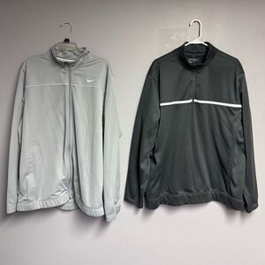 Lot of 2 Nike Men’s Shirts jackets pullovers golf Full zip track Gray